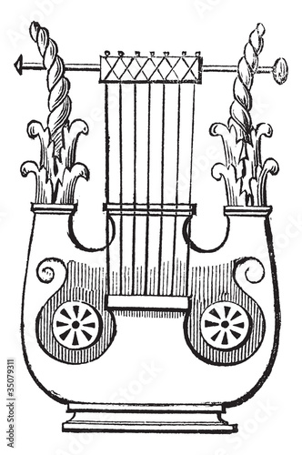 Heptacorde vintage engraving