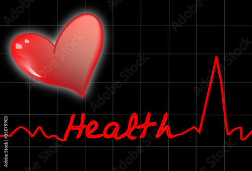 Corazón con electrocardiograma de salud