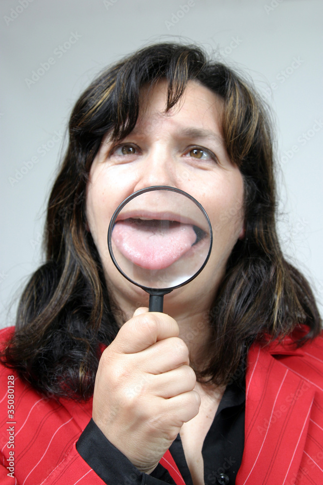 Young businesswoman holding Magnifying Glass, business photo Young businesswoman holding Magnifying Glass, business photo