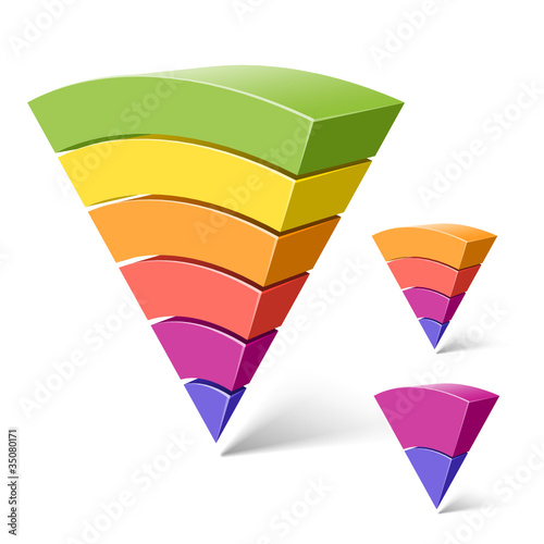 6, 4 and 2-layered pyramid shapes