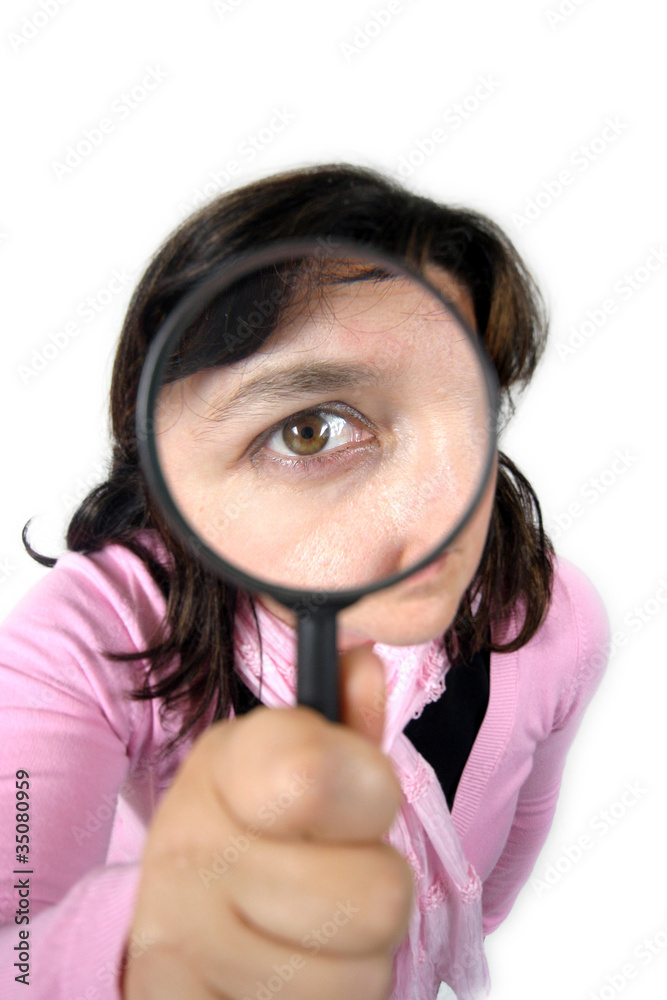 Young businesswoman holding Magnifying Glass, business photo Young businesswoman holding Magnifying Glass, business photo