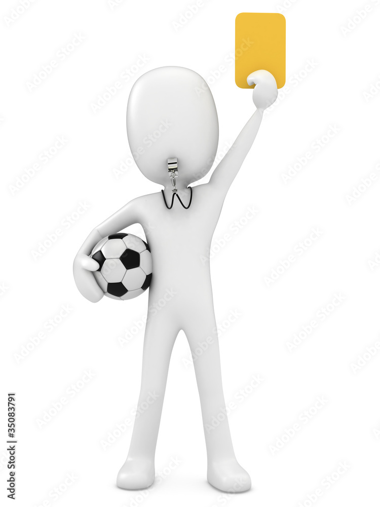 3D Render of a Referee holding Yellow Card 3D Render of a Referee holding Yellow Card