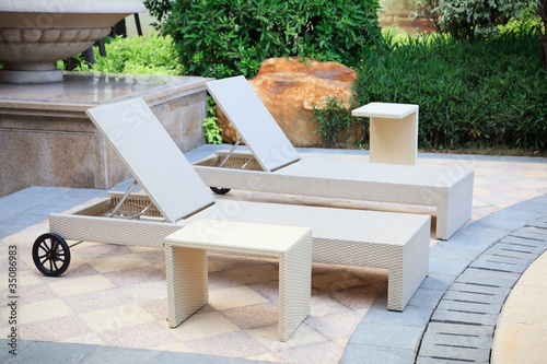 Lounge chairs in the garden