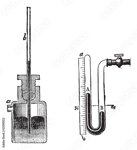 Manometer vintage engraving
