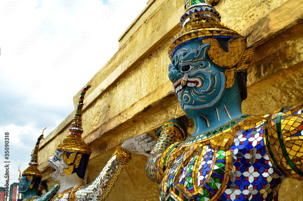green guardian giant at temple of emerald buddha