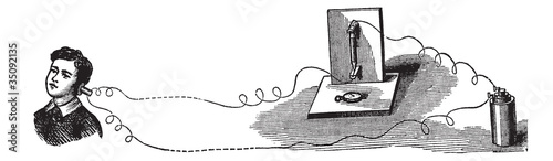 Microphone, an acoustic-to-electric transducer, vintage engravin
