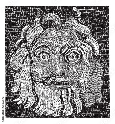 Mosaic (baths of Agrippa) vintage engraving.