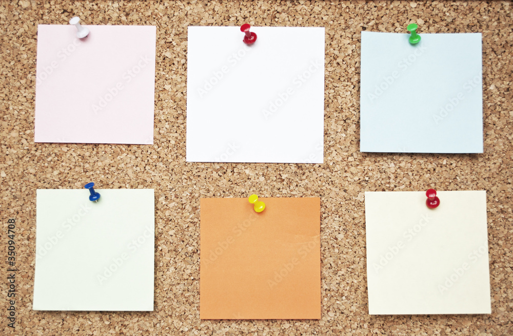 Bulletin board with reminder notes Bulletin board with reminder notes