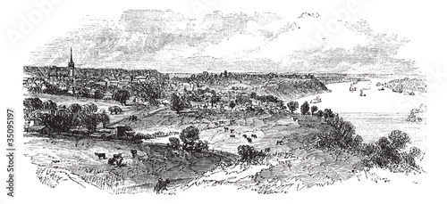 Natchez in Mississippi, USA, vintage engraved illustration