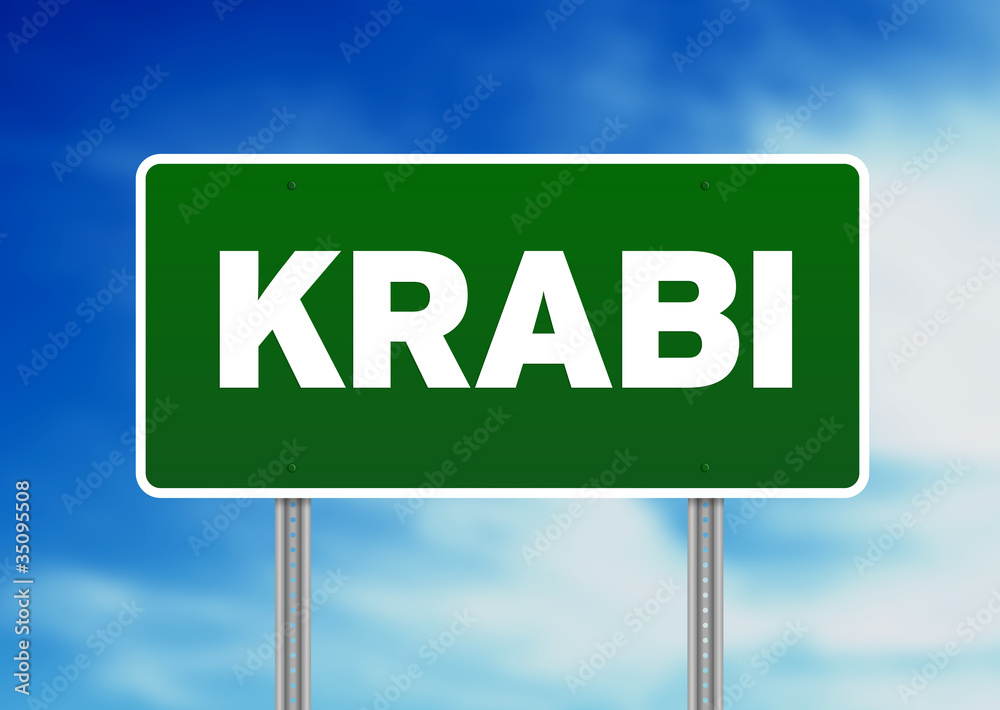 Green Road Sign - Krabi, Thailand Green Road Sign - Krabi, Thailand