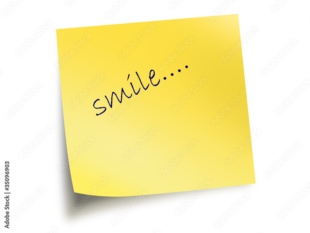 Yellow Post It Note With The Text Smile Yellow Post It Note With The Text Smile