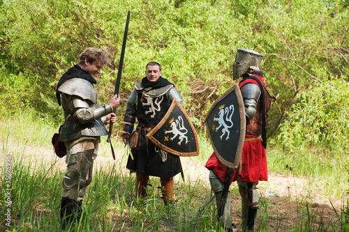 Knights in armour before fight