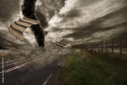 Large tornado over a road #35099534