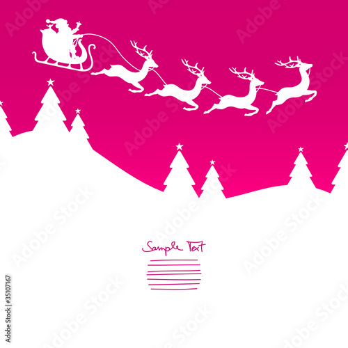 Christmas Sleigh Flying Silent Night Pink