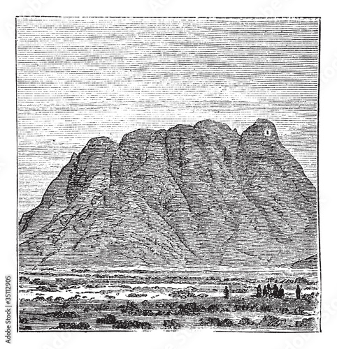 Mount Sinai or Mount Horeb in Sinai Peninsula Egypt vintage engr