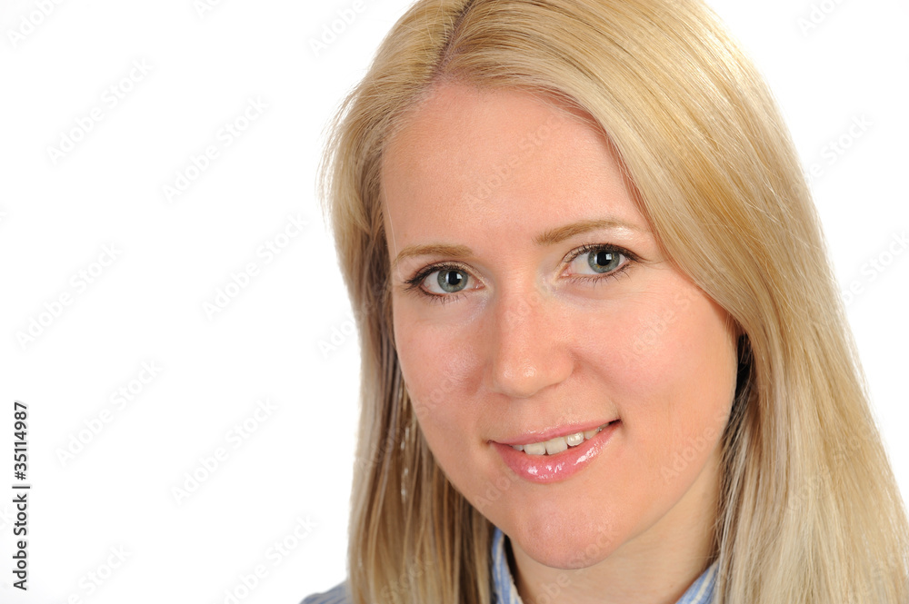 Portrait of young pretty smiling woman in a shirt Portrait of young pretty smiling woman in a shirt