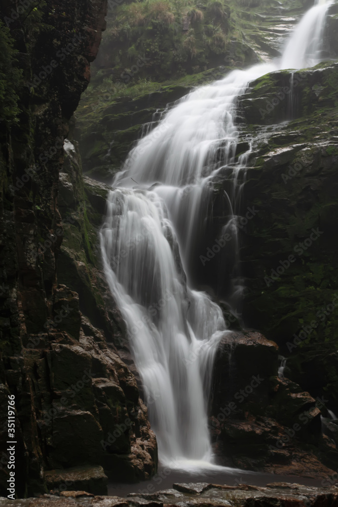 Kamienczyk waterfall in Rainy day.