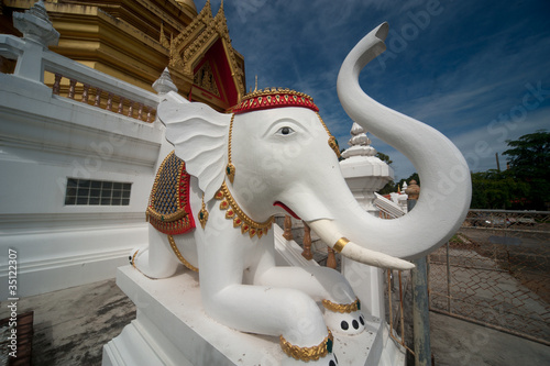 Photography White elephant is guardians at temple.