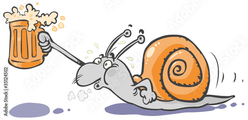 Funny Snail brings a Beer.
