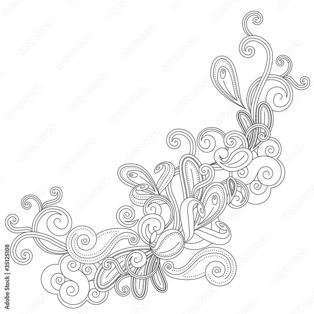 Abstract monochrome contour shape on white background Abstract monochrome contour shape on white background