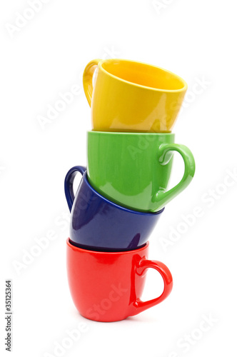 Multicolored cups in stack