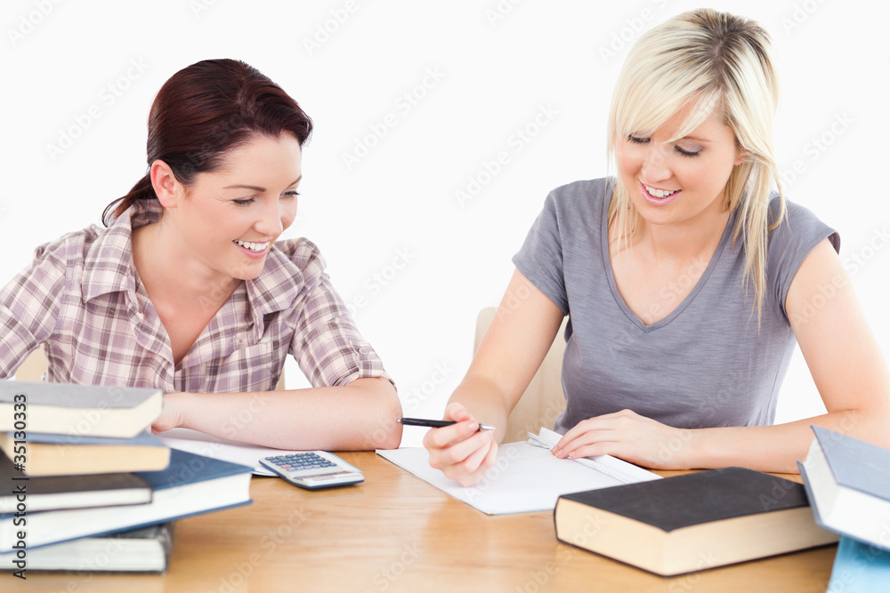 Lovely students doing homework Lovely students doing homework