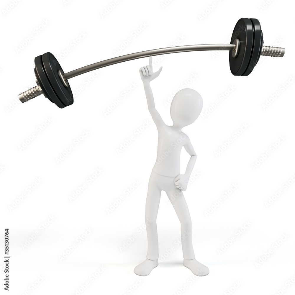 3d man easy lifting heavy barbell 3d man easy lifting heavy barbell