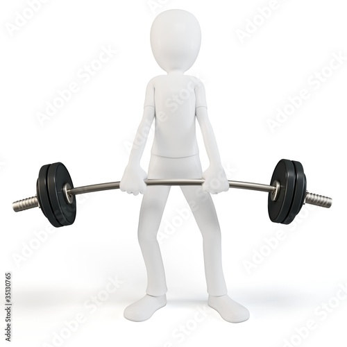 3d man easy lifting heavy barbell