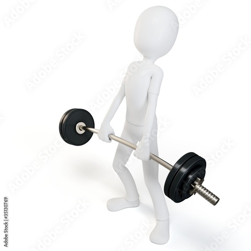 3d man easy lifting heavy barbell