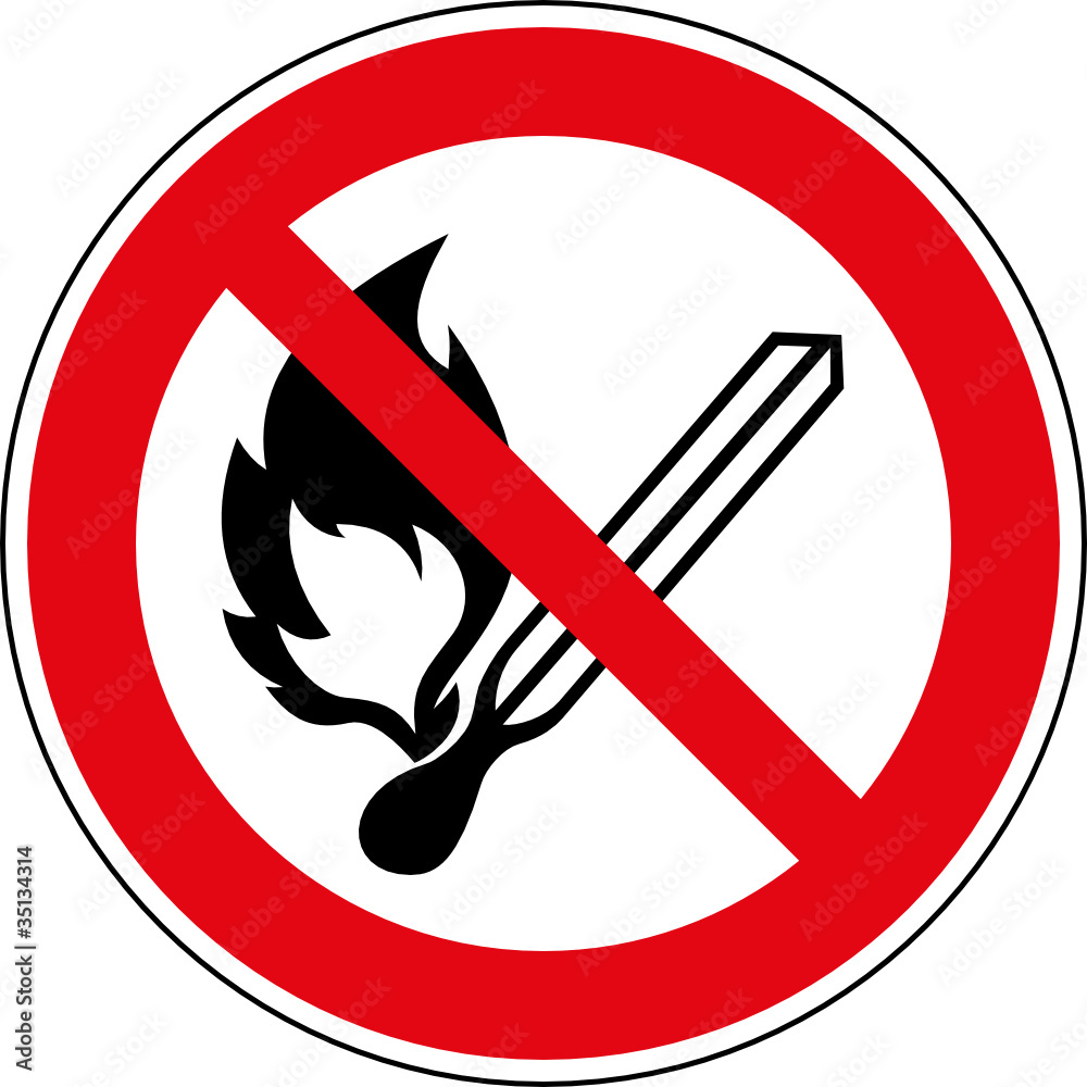 Verbotsschild Feuer - offenes Licht und Rauchen verboten Verbotsschild Feuer - offenes Licht und Rauchen verboten