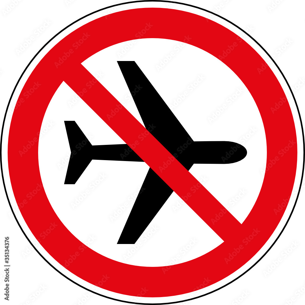 Verbotsschild Flugzeug Flugverbot Flugzeuglärm Zeichen Verbotsschild Flugzeug Flugverbot Flugzeuglärm Zeichen