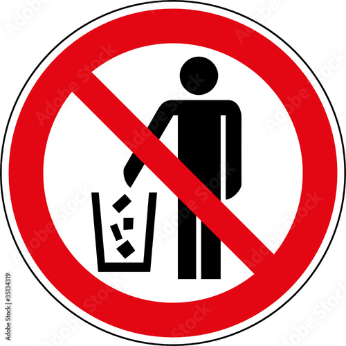Verbotsschild Kein Mülleimer - Abfallbehälter Zeichen Schild  Stock-Vektorgrafik | Adobe Stock