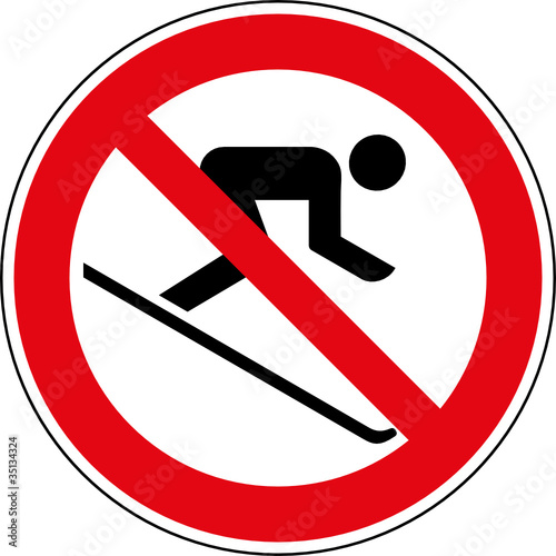 Verbotsschild Skifahren verboten Zeichen Symbol Ski