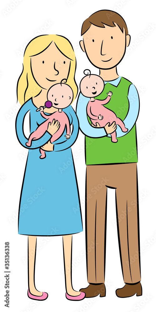 Parents holding their baby twins Parents holding their baby twins