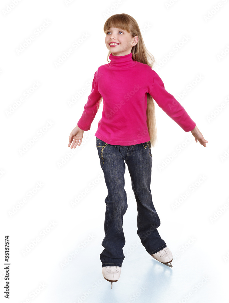 Young girl figure skating.. Young girl figure skating..