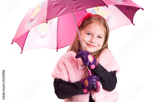 Pretty little girl with umbrella photo