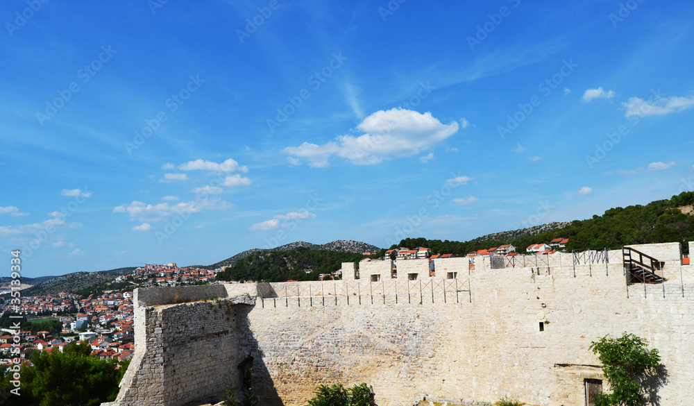 Walls of the castle of Sibenik, Croatia