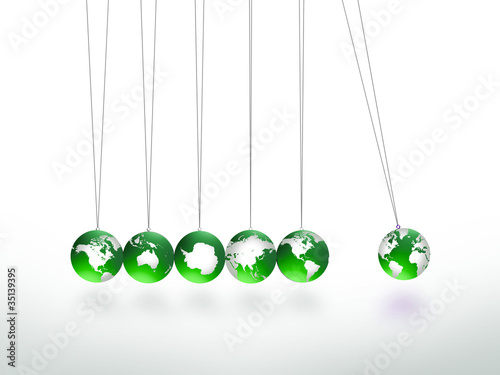 Newtons Cradle Pendulum Lead Ball Masked In Map Of World Other I