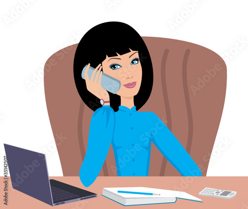 Business woman speaks on the phone. vector