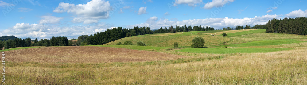 Rural panorama in Carpathian hills