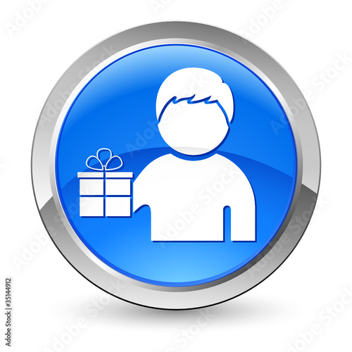 Postbote mit Geschenkbox - Button
