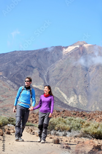Couple hiking outdoors