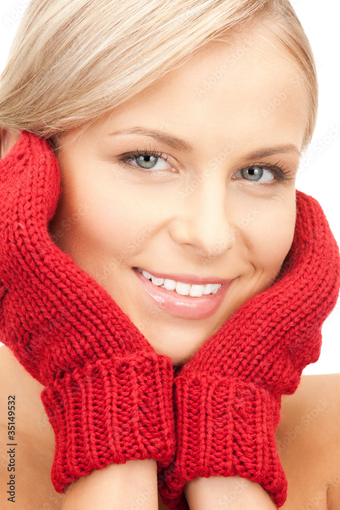 beautiful woman in mittens beautiful woman in mittens