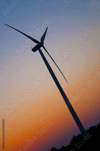 Wind farm at sunset