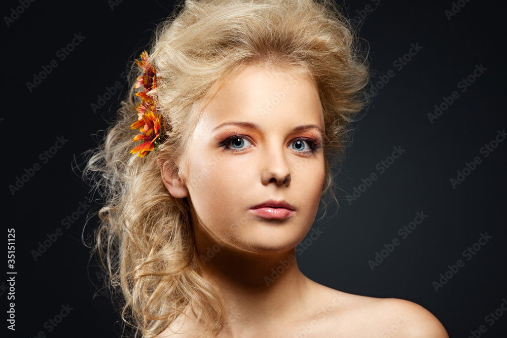 Beauty young woman portrait with hair style Beauty young woman portrait with hair style