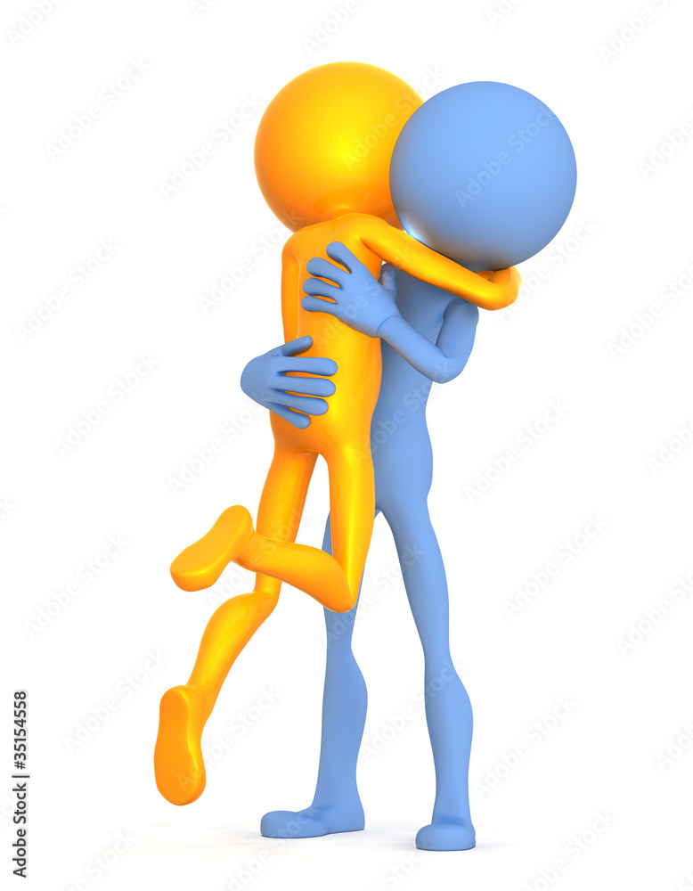 Embracing couple. 3d illustration. Isolated on white background Embracing couple. 3d illustration. Isolated on white background
