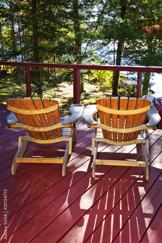 Forest cottage deck and chairs