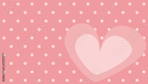 Cute pink heart with polka dots background