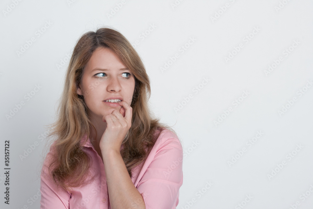 Shy young woman Shy young woman