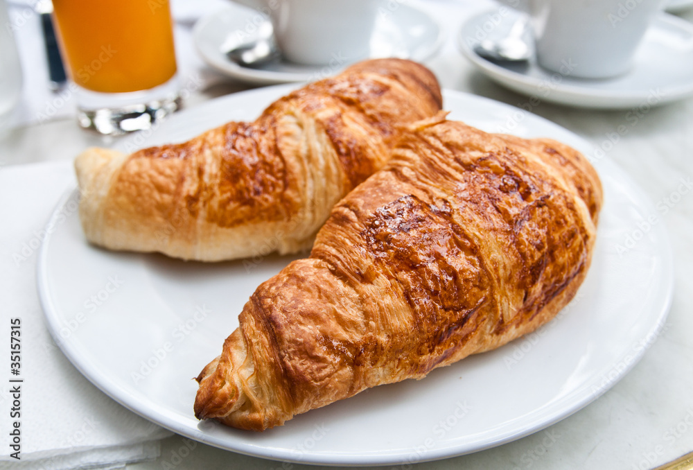 Breakfast with croissants